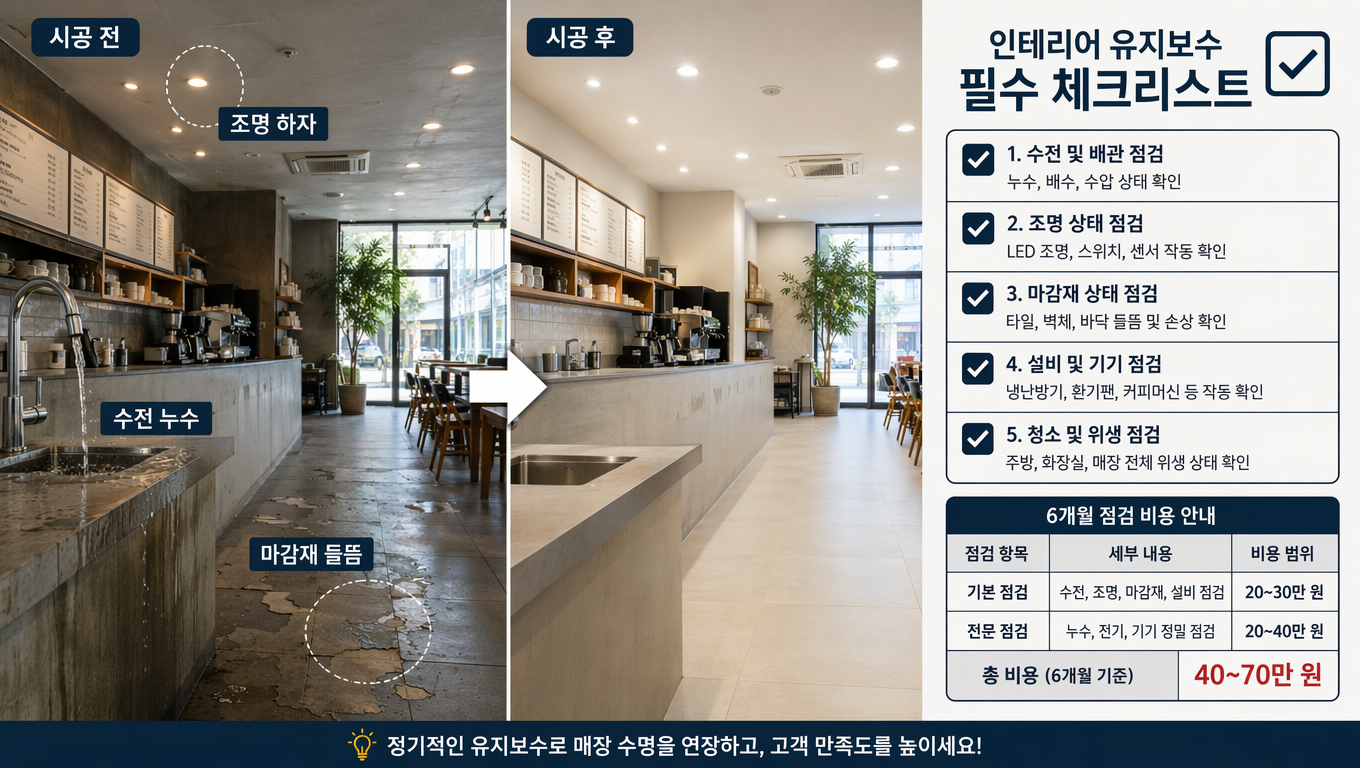 인테리어 유지보수 필수 체크리스트: 상업공간 시공 후 6개월