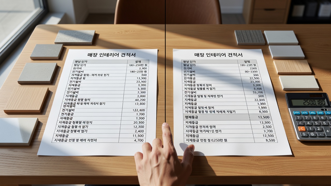 매장 인테리어 견적 받을 때 비교해야 할 항목 정리