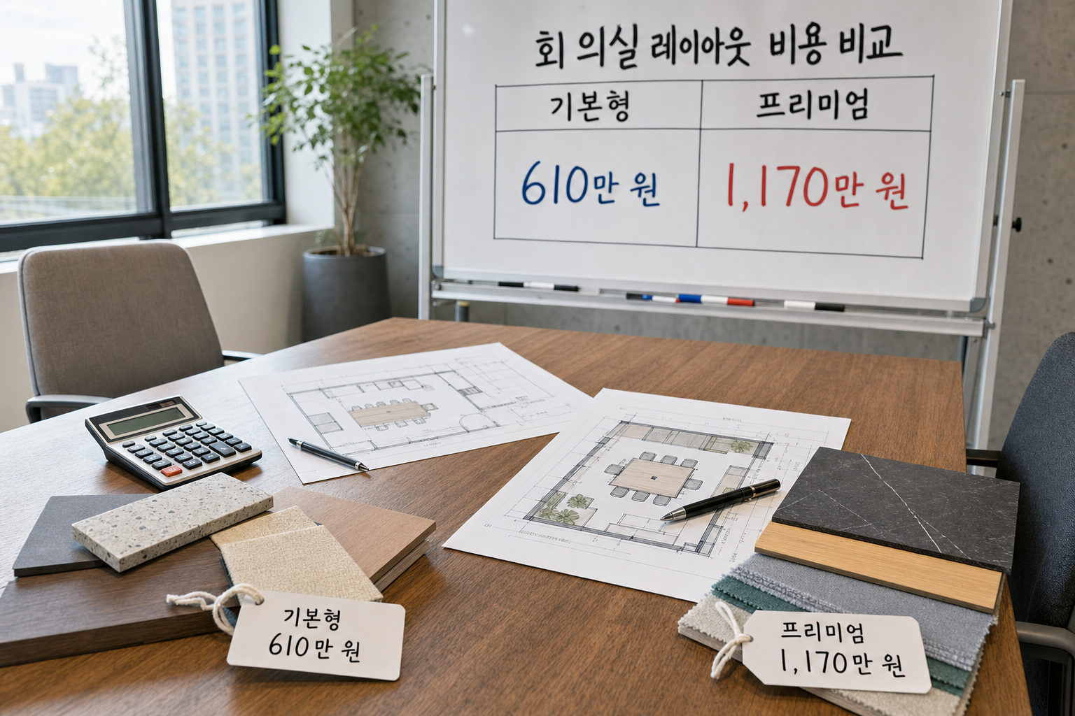오피스 인테리어 회의 공간 배치 기준과 화이트보드 활용 방법